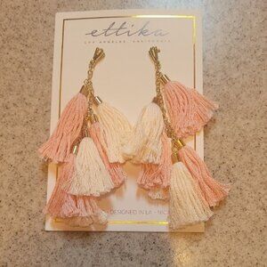 Ettika Blush and Ivory Tassel Earrings NWT